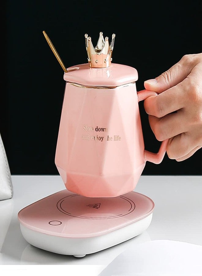 CGHWBEA Coffee Warmer for Desk with Mug Set. Cup Warmer with Automatic Shut Off, Drink Warmer for Cocoa, Tea, Milk. Gift for Thanksgiving Day Christmas Bestie Ladies Birthday (Pink) - Image 2